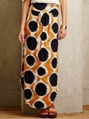 ANTHROPOLOGIE X MAEVE Yellow and Black Abstract Mini Skirt Size Medium